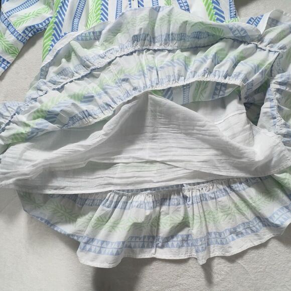 Caleoas Aztec Striped Mini Dress Womens Sz 1X White 3/4 Sleeves Button Front - Picture 6 of 11